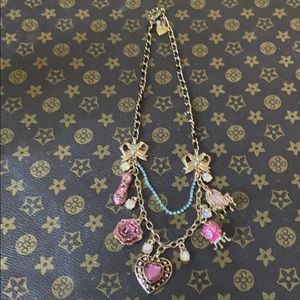 Betsy Johnson rhinestone pink necklace
